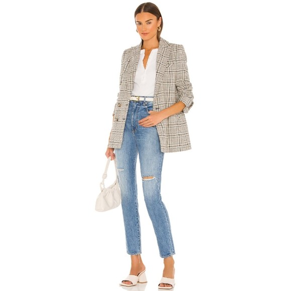NWT SLVRLAKE Women's Beatnik High Rise Distressed Slim Straight Jeans Size 28